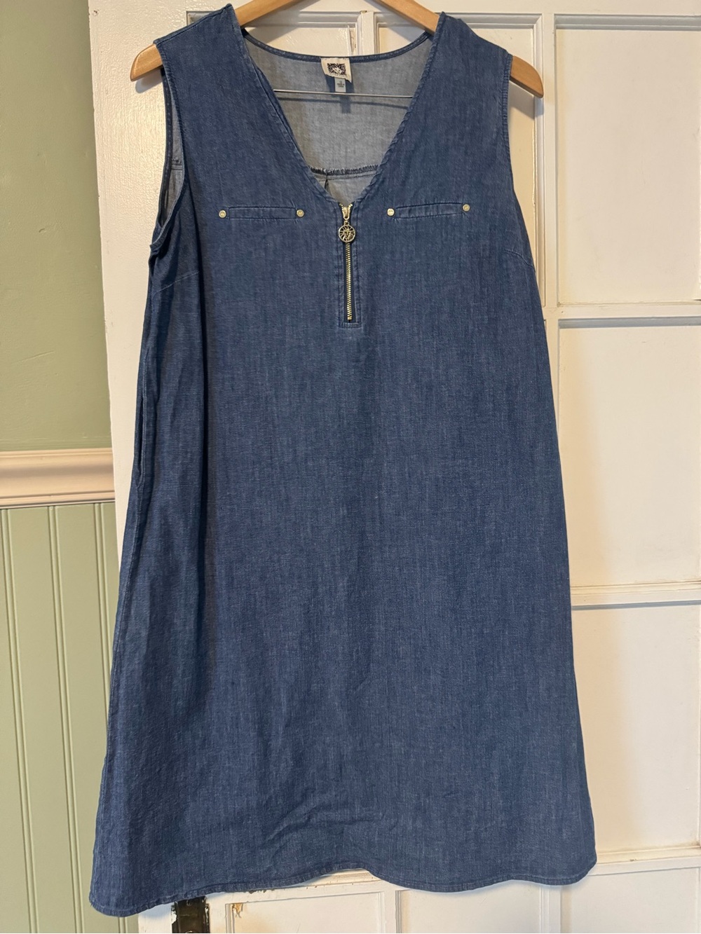 Anne Klein Light Blue Jean Dresswith Logo Tag